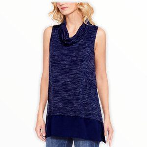 {Vince Camuto} Blue Space Dyed Mixed Media Top